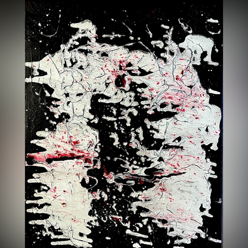 Handcrafted Abstract art Pour Paint and Palette Knife made COA included